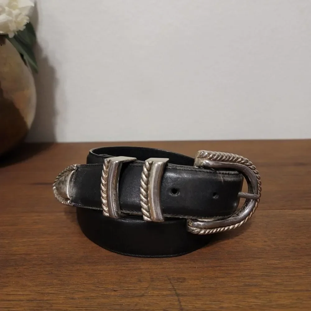 Brighton Leather and Silver Belt Sz M